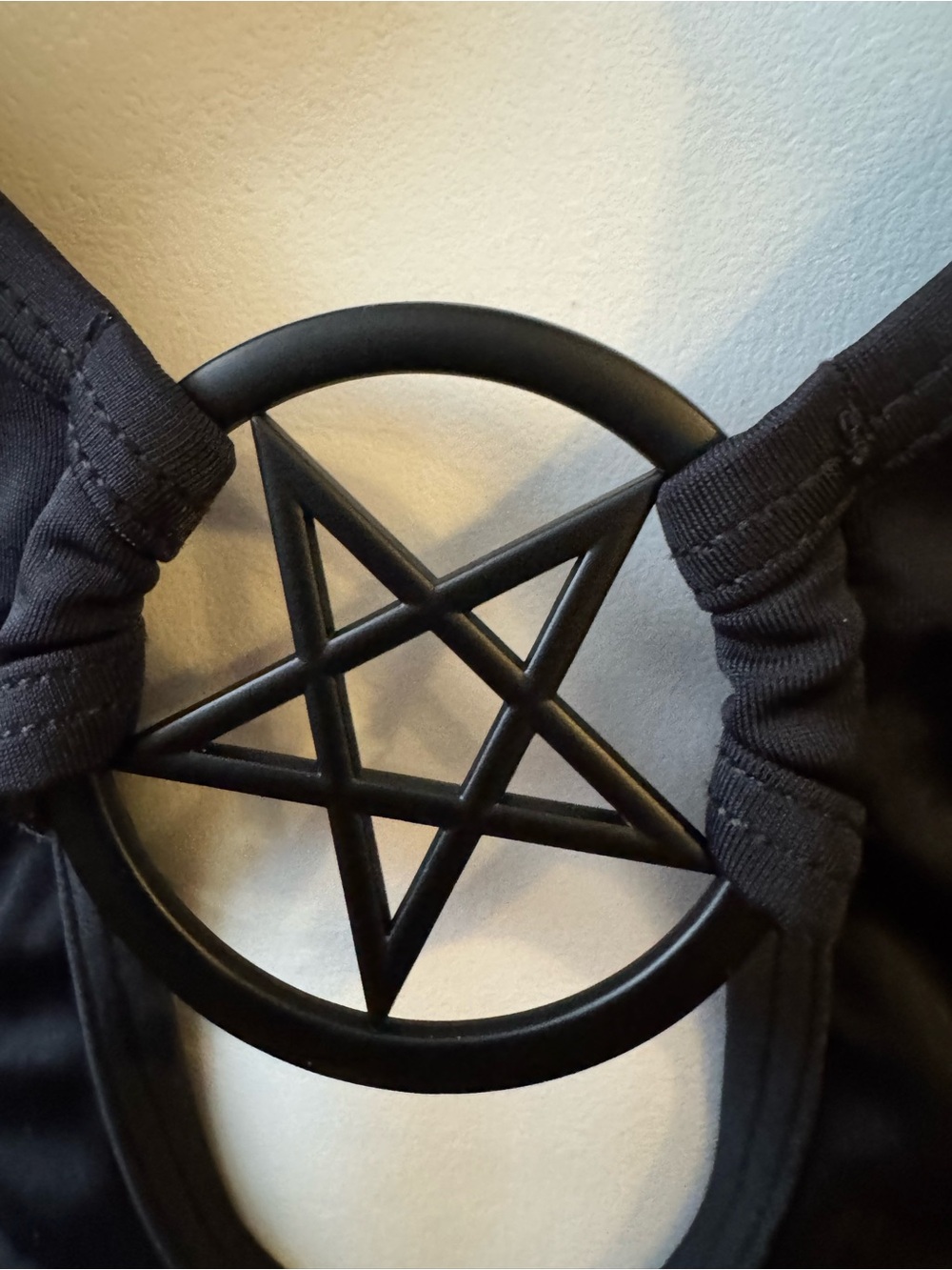 Killstar Black Halter One-Piece Swimsuit with Pentagram Ring - Picture 3 of 6